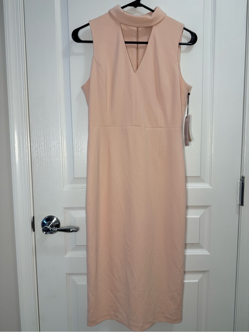 Ivanka Trump Blush Pink Choker Neck Sleeveless Midi Sheath Dress Size 6 NWT